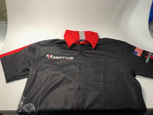 Motus logo Button-up Shirt with Red collar