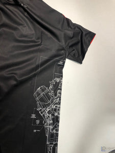 Motus logo Button-up Shirt with Red collar